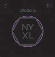 NYXL1149-3P NYXL 3 Комплекта струн для электрогитары, Medium, 11-49, D'Addario