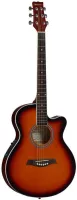 MARTINEZ SW - 024 / HC / SB - акустическая гитара, Фолк 40" с вырезом, верхняя дека - ель, нижняя дека и обечайка - махагон, тонкий корпус, накладка - палисандр, порожек - палисандр, 5-ти полосный эквалайзер,цвет - 2-х тональный санбёрст.