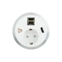 ABL 2F21F1G7- Встраиваемая розетка серии Port El с 2xUSB-A, 1xHDMI и 1xRJ45 Cat6A, белая (2F210125)
