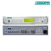 DSPPA PC-1065 Микшер-предусилитель. Вход: 5xMIC, 4xAUX, 2xEMC. Выход: 4xLINE. 2 типа приоритета, регулятор уровня каждого канала, мастер тембр, Led дисплей, функции гонг и  мьютирования. Дистанционное управление (LAN). Питание АС 220-230В (50-60 Гц). Разм
