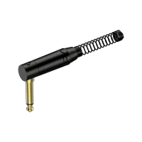 ROXTONE RJ2RPP-BG Разъем, 6,3mm mono Male Jack(угловой) с пружиной. цвет: черный, покрытие контактов: золото. Максимальные размер кабеля: 7мм с пружиной, 8,5мм без пружины. 1шт в блистере, 20шт в коробке, 400 шт в мастер упаковке размером: 46х36х30см