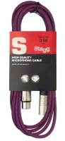 STAGG SMC3 CPP- микрофонный шнур, xlr-xlr, длина 3 метра, цвет фиолетовый