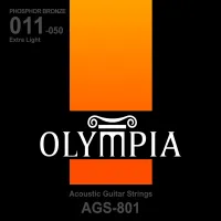 Olympia AGS 801 Acoustic Phosphor Bronze струны для акустических гитар, 6 струн, натяжение Custom Light, калибры струн .011, .015, .023w, .030w, .039w, .050w