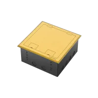 ROXTONE FB486 Профессиональный напольный металлический ящик с крышкой из 100% латуни, который можно собрать из четырех панелей типа "86", Панель и розетки в комплект не входят. Размер 220х220х105,6мм.