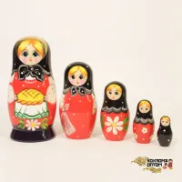 LHM10132 Матрешка "Каравай" 5 кукольная, Хохлома