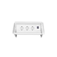 ABL 2F010320- Встраиваемая розеточная станция серии Aero Flip с 3 розетками и 2xUSB-A, белая