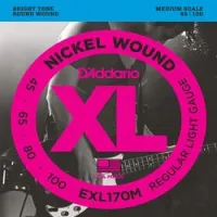 D`addario exl-170m  cтруны для бас-гитары nickel wound 45-100, medium scale