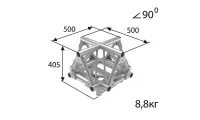 ИМЛАЙТ T50-52 Стыковочный узел для 5-ти ферм под 90 градусов, d50х3 \ d16х2мм. Крепежный размер 215мм, М10.