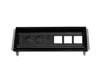 ABL 2F000215- Встраиваемая розеточная станция серии Aero Flip с 2 розетками, 1xUSB-A, 1xUSB-C и 3 слотами для IMP, черная
