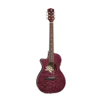 LUNA FLO LOT QM - электроакуст. гитара,вырез,левосторонняя,клен,цвет фиолетовый,рисунок лотуса