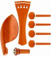 Violin accessory set Acura Meister Ultimo VS-NSGHL282 - Ultimo grade 3/4-4/4 violin accessory set of boxwood with bone trim. Heart pegs, Hill tailpiece, Guarneri chin rest with English mount and inSight end pin.