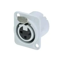 Neutrik NC3FD-LX-WT- Панельный разъем XLR 3-pin (розетка) с фланцем типа D и двойным заземляющим контактом, под пайку, цвет белый