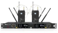 Qtex QAS NX960HS- Двухканальная радиосистема true-diversity с рэковым приемником и головными микрофонами, 520–560 МГц, 200 каналов 