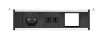 ABL 2M80F1F4- Розеточная станция серии Level тип F (Level-F) с 1 розеткой, 2xUSB-A и 1 слотом для IMP, черная с серебристым