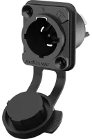 ROXTONE RAC3FPWP+DCPF Разъем панельный типа powercon, пыле и влаго защищенный(IP65)+силиконовая заглушка, 3-х контактный, "female", черный.