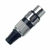 Proel XLR3FVPROBK Разъем "XLR - мама", 3-х пиновый, резиновый держатель под кабель с нейлоновой вставкой, никелированные контакты. Корпус: алюм., цвет: никель, черное кольцо-маркер.  В упаковке 4штуки.