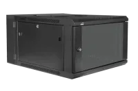 Caymon HPR506/B Шкаф телекоммуникационный настенный откидной 19''. Материал сталь. Передняя дверца из закалённого стекла.  Поставляется в полностью собранном виде.  Монтажная высота 6U. Габаритные размеры, мм (Ш x В x Г): 600x368x550. Масса 22,2 кг. Цвет