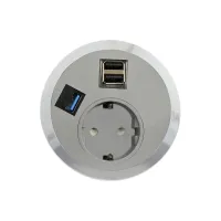 ABL 2F220122- Встраиваемая розетка серии Port El с 2xUSB-A и 1xUSB-A 3.0, серая
