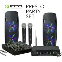 ECO PRESTO PARTY SET Звукоусилительный комплект в составе: ECO PRESTO-215A MP3 -2 штуки,  ECO U-2 (505.75/622.665) - 1 штука, ROXTONE SMXJ260/5 - 2 штуки, ROXTONE SMXX200/1 - 2 штуки,  VOLTA MX-22 - 1 штука,