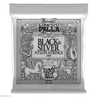 ERNIE BALL 2406 Ernesto Palla BlackandSilver Nylon Medium 28-42 - Струны для классической гитары