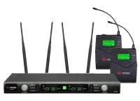 VOLTA US-102H (590-630MHZ) Микрофонная 100-канальная радиосистема с 2 головными конденсаторным микрофоном UHF диапазона (590-630MHZ) . PLL-synthes, LCD-дисплей, True Diversity, 1 U 19" рэк. размер приемника: 480X145X45MM.В состав комплекта входит 2 петлич