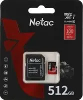 Карта памяти Netac Pro microSDXC NT02P500PRO-512G-R 512GB A1 V30 U3 C10 +SD Adapter