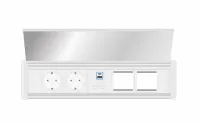ABL 2G01F2A5- Встраиваемая розеточная станция серии Level тип C (Level-C) с 2 розетками, 1xUSB-A, 1xUSB-C и 2 слотами для IMP, белая с серебристым