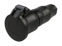 PCE Розетка кабельная 16A/250V/2P+E/IP54 с крышкой, корпус черный, крышка и маркер черный 25712-ss