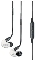 SHURE SE215m+SPE наушники внутриканальные (наушники вставные) с гарнитурой и пультом управления, белые, отсоединяемый кабель
