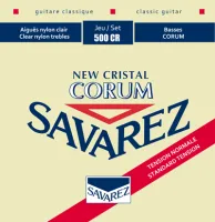 Classical guitar string set Savarez New Cristal-Corum 500CR - Silver-plated copper wound nylon basses Corum. Cast transparent nylon New Cristal trebles. Medium tension