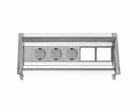 ABL 2F020302- Встраиваемая розеточная станция серии Aero Flip с 3 розетками и 2 слотами для IMP, серая