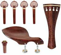 Viola accessory set Acura Meister Preciso AS-ASGHT422 - Preciso grade viola accessory set of rosewood with boxwood trim. Heart pegs, Hill tailpiece, Guarneri chin rest with English mount and inSight end pin.