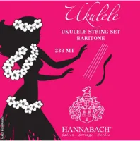 Baritone ukulele string set Hannabach E233MT - Professional baritone ukulele strings. Cast nylon trebles and silver-plated wound basses.