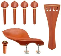 Viola accessory set Acura Meister Preciso AS-ASGHL722 - Preciso grade viola accessory set of boxwood with boxwood trim. Heart pegs, Hill tailpiece, Guarneri chin rest with English mount and inSight end pin.