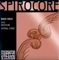 Double bass string set Thomastik Spirocore S43 - Helical twisted steel core 4/4 double bass strings with solo tuning, less inertia and improved vibration, medium tension.