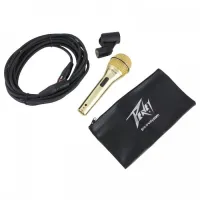 Peavey PVI 2G XLR MIC Комплект: микрофон динамический кардиоидный вокальный золотого цвета, кабель XLR-XLR 6м, крепление с адаптером, чехол