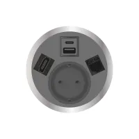 ABL 2F22F1B7- Встраиваемая розетка серии Port El с 1xUSB-A, 1xUSB-C, 1xHDMI и 1xRJ45 Cat6A, серая (2F220117)