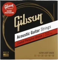 GIBSON Phosphor Bronze Acoustic Guitar Strings, 12-String Light Gauge струны для 12-струнной акустической гитары