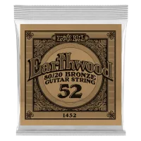 Ernie Ball 1452 - струна одиночная для акустической гитары, Серия Earthwood, Калибр: 52, Сердцевина: шестигранник; сталь, покрытая латунью, Обмотка: