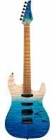 JET JS-480 TBL (JS-1000 Q TBL) - электрогитара, Stratocaster, корпус красное дерево с топом из волнистого клена, 22 лада, HSS, tremolo, цвет Transparent blue