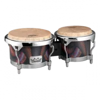 REMO BG-7821-36- Bongo, Drum, Valencia Series, 7/8.5' X 6', SKYNDEEP® Tucked Drumhead, Calfskin Graphic, Salsa Deco Finish, Chro