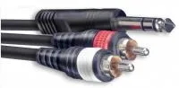 STAGG SYC2/PS2CM E - аудио шнур стерео Jack 1/4" - 2 x RCA папа, длина 2 метра, черного цвета.