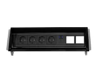 ABL 2F0BF4A5- Встраиваемая розеточная станция серии Aero Flip с 4 розетками, 1xUSB-A, 1xUSB-C и 2 слотами для IMP, черная (2F000411)