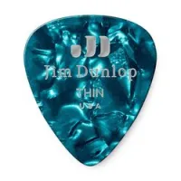 Dunlop 483p11th celluloid turquoise pearloid thin 12pack  медиаторы, тонкие, 12 шт.