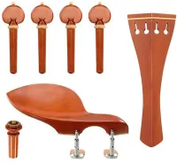 Viola accessory set Acura Meister Preciso AS-ASGHT722 - Preciso grade viola accessory set of boxwood with boxwood trim. Heart pegs, Hill tailpiece, Guarneri chin rest with English mount and inSight end pin.