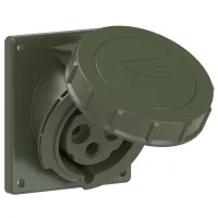 PCE Розетка встраиваемая наклонная 32А/230V/1P+N+E/IP67, фланец 92x100, бронзово-зелёный 4232-6.u