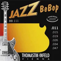 Electric guitar string set Thomastik Jazz BeBop BB111 - Jazz archtop guitar strings with round nickel wound basses and steel tops, thickness .011-.047 inch