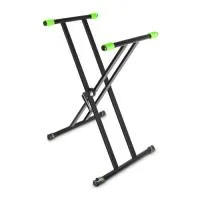 Gravity KSX 2 - Одноуровневая стойка для клавишных инструментов (двойная). Сделана из стали. Максимальная нагрузка 65 кг. Максимальная рабочая высота: 900 мм. Стойка оборудована специальной патентованной насадкой Varifoot для регулирования устойчивости в