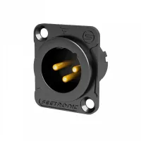 Seetronic MJ3F2C-BG- Панельный разъем XLR 3-pin (вилка) с фланцем типа D, под пайку, цвет черный