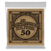 Ernie Ball 1450 - струна одиночная для акустической гитары, Серия Earthwood, Калибр: 50, Сердцевина: шестигранник; сталь, покрытая латунью, Обмотка: